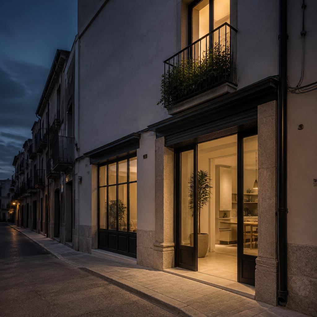 Local a pie de calle transformado en una vivienda con luz cálida